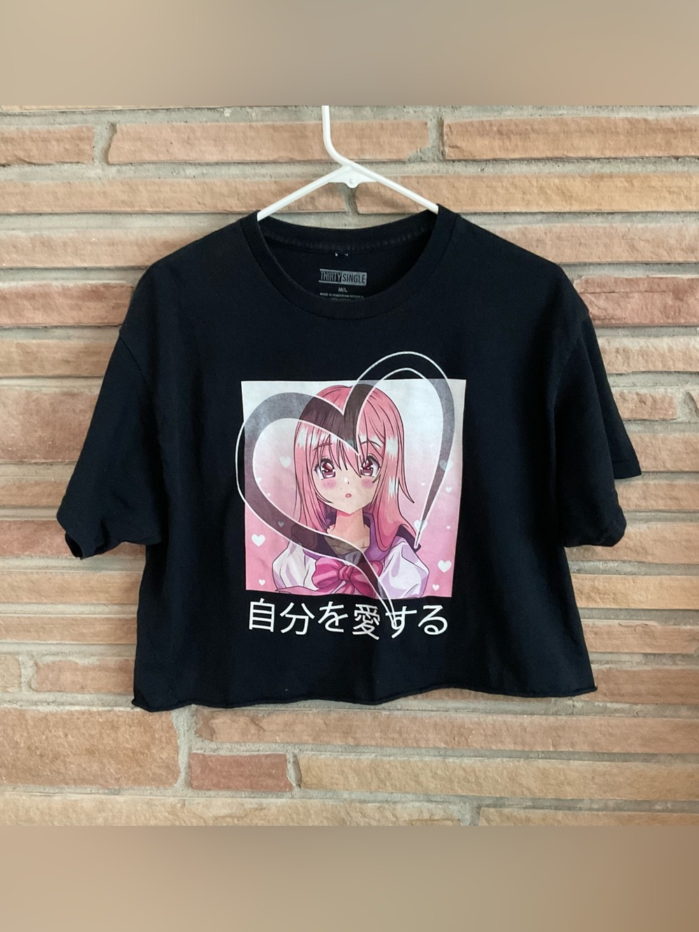 Thirty Single Cropped Tee Shirt Chibiusa Sailor Moon Black Cotton M/L